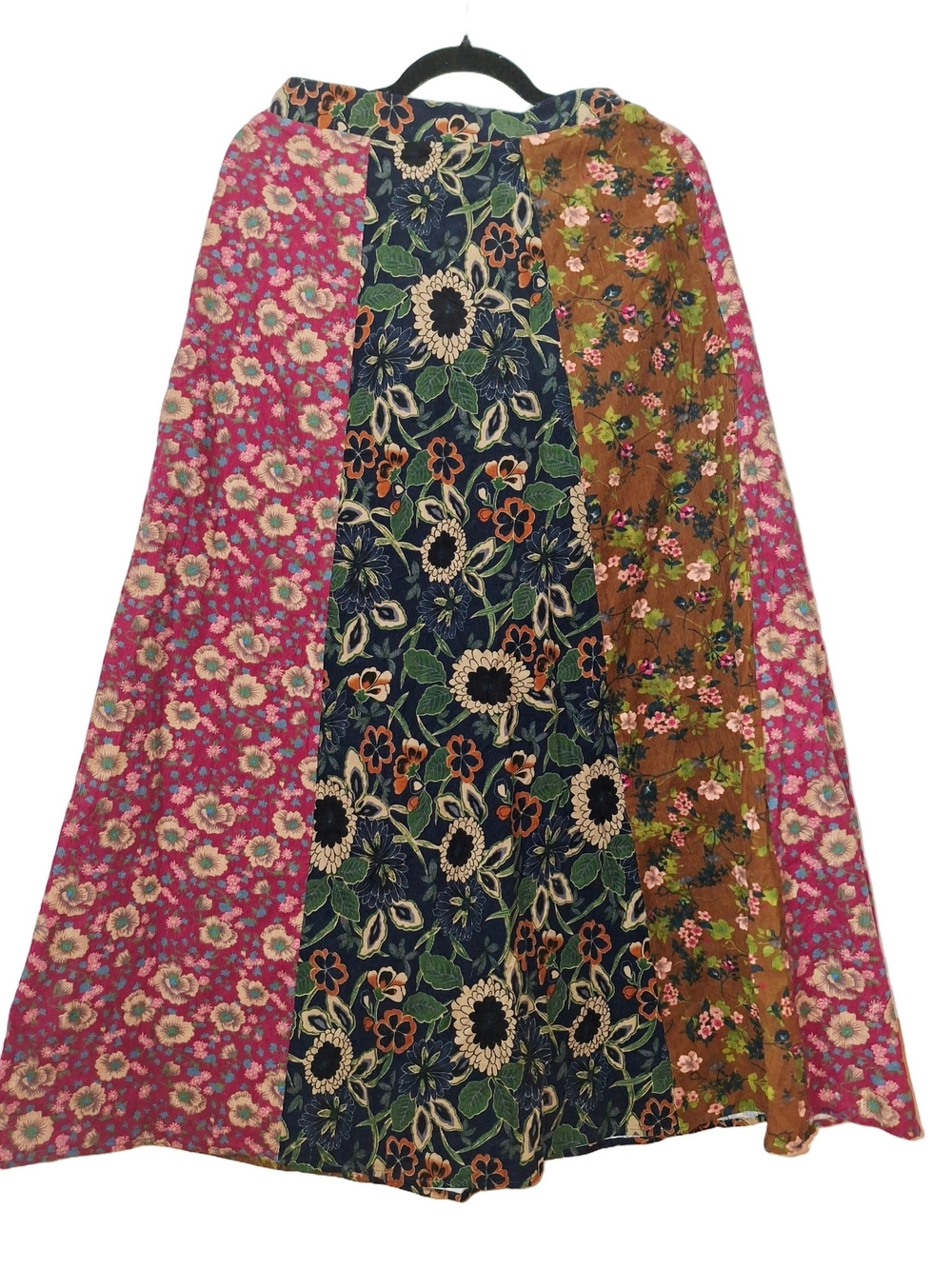 NATURAL LIFE Patchwork Floral A-Line Maxi Skirt Boho Fedtival Corduroy Nwt